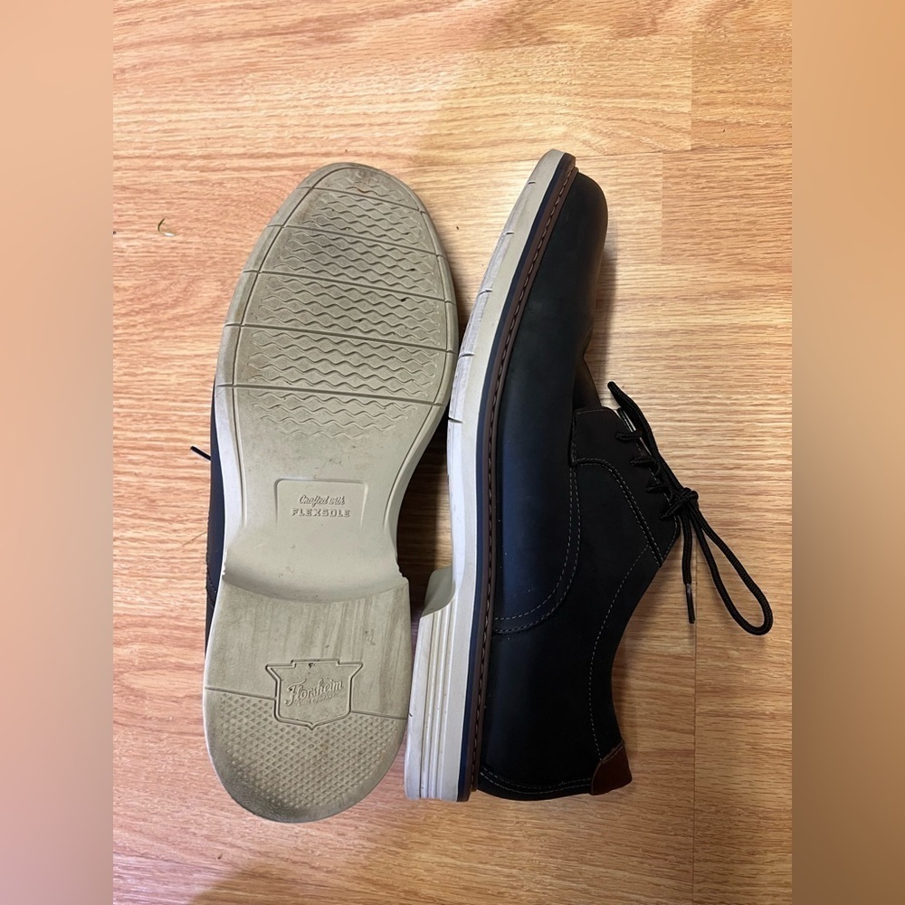 Men's Florsheim Dark Navy Leather Upper and Textiles Comfortech Shoes Sz 9W - Picture 6 of 7